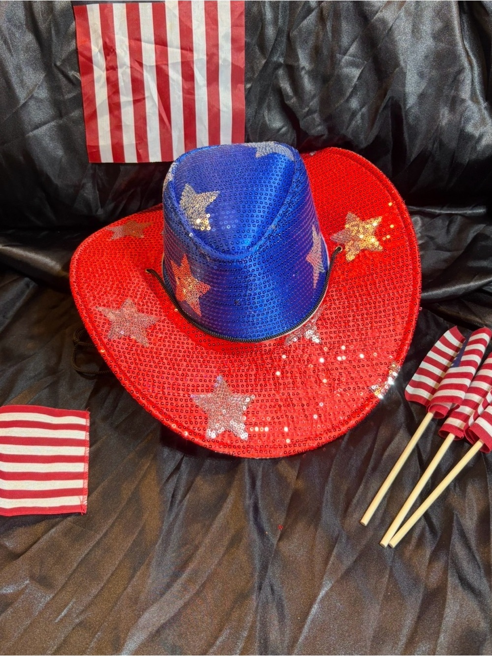Reebok Red and Blue Sequin Star Cowboy Hat